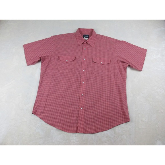 Wrangler Jeans Co Shirt Mens 2XL XXL Red Checked Pearl Snap Cowboy Western - Picture 2 of 8